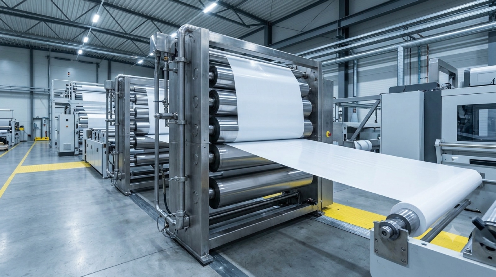 PP sheet extrusion line in operation