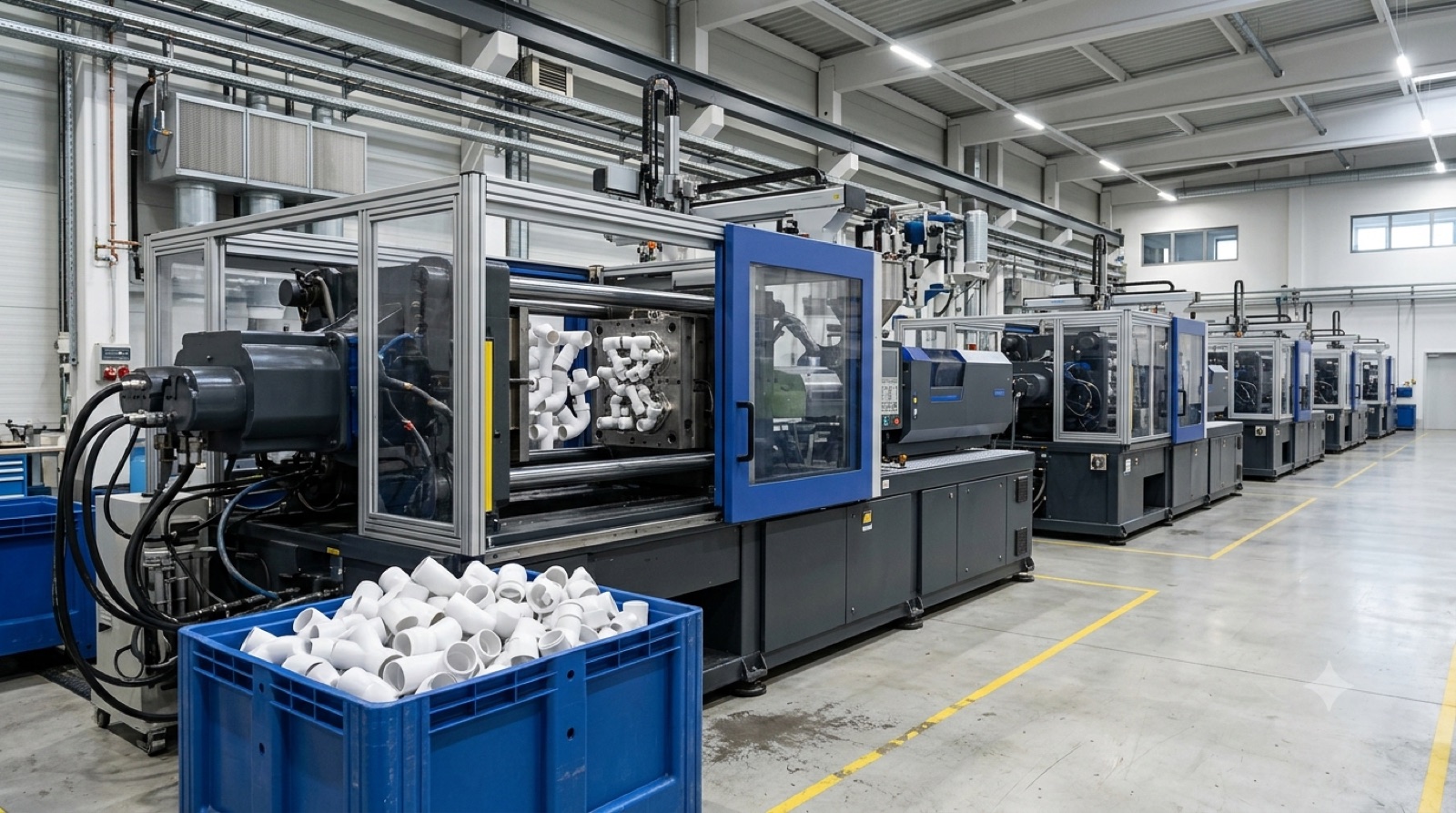 Injection molding machines producing PP fittings